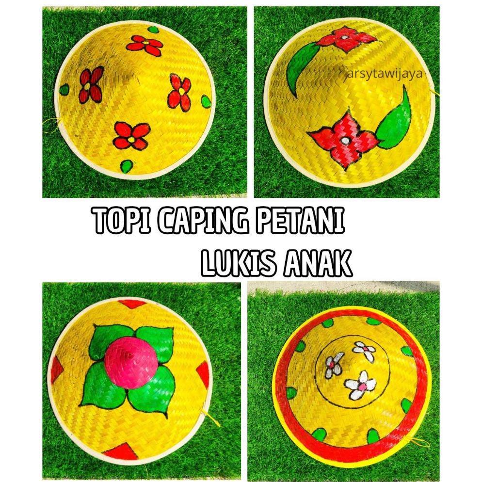 CAPING LUKIS DEKORASI UNIK / TOPI CAPING PETANI LUKIS ANAK