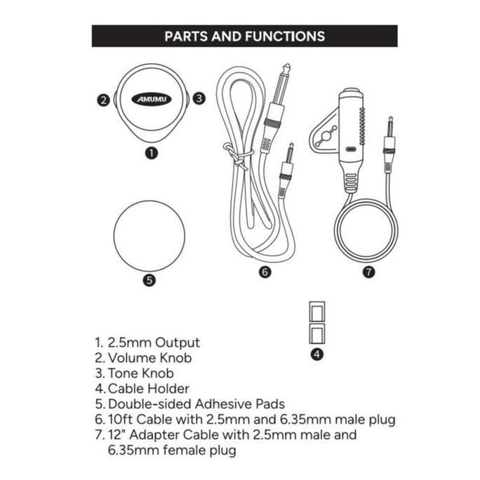 Amumu SBT-10 Pickup Universal Gitar Bass Ukulele Biola Cajon Trans-HD