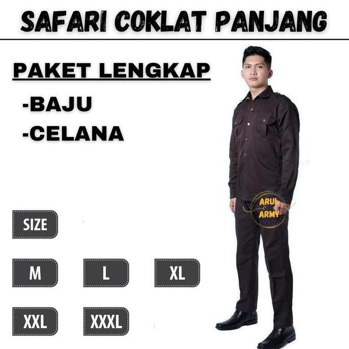 GROSIR SERAGAM SAFARI PDH PDL SATPAM SECURITY COKLAT PANJANG PENDEK UNISEX BAJU KEAMANAN SUPIR DRIVE