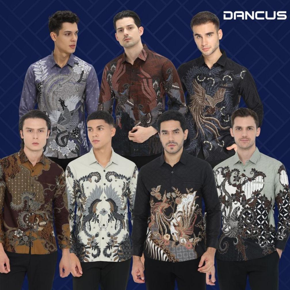 Dancus Kemeja Batik Pria Atasan Batik Modern Baju Batik Lengan Panjang Pria
