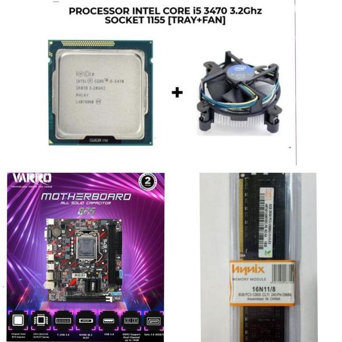 MOTHERBOARD VARRO H61 + PROCESSOR CORE i5 LGA 1155 + RAM 8GB Diskon
