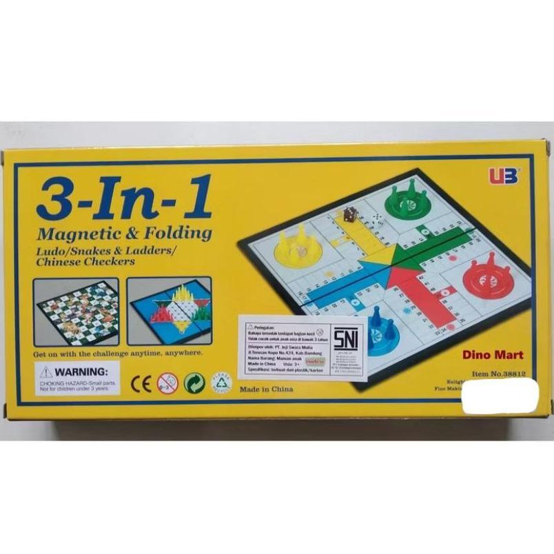 Magnetic Board Game Jumbo / 3 in 1 Magnetic - Ludo, Ular Tangga, Halma Board game