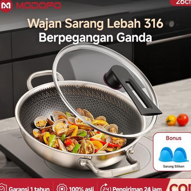 New Ofo 316 Wajan Honeycomb 26Cm Wajan Stainless Steel Anti Lengket Panci Stainless Steel Tebal Bima