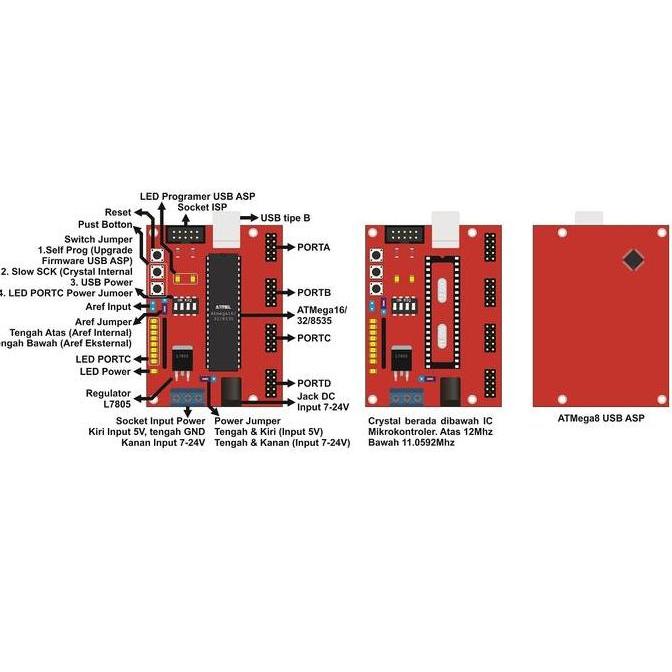 IW8535 USB AVR ASP ISP board AVR ATmega 40pin Atmega8535 usbasp modul