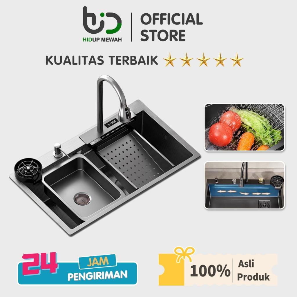 Hidupmewah Kitchen Sink Modern Kitchen Sink Luxury Black 1 Bowl Stainless Steel 304 Kitchen Sink