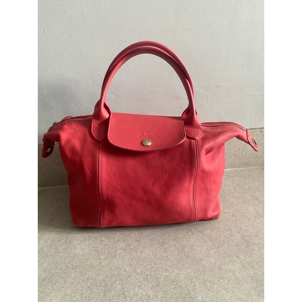 Longchamp Le Pliage Cuir Leather Tote Bag - Pink | Authentic | Preloved
