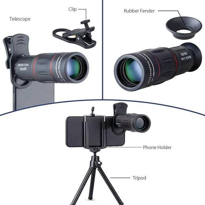 lensa Telephoto apexel 18X25 18X Zoom lensa apexel apexel28x25 [Aksesoris Hand phone]