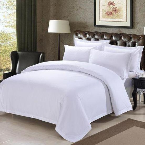 HARGA DISC - Sprei Fitted Full Katun DOBBY Premium Polos Putih TC 300 (Sprei Only)