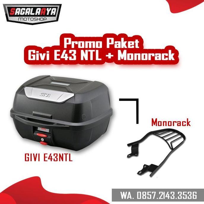 Promo Paket box Givi E43 NTL Bracket GP Sport Backrest E43