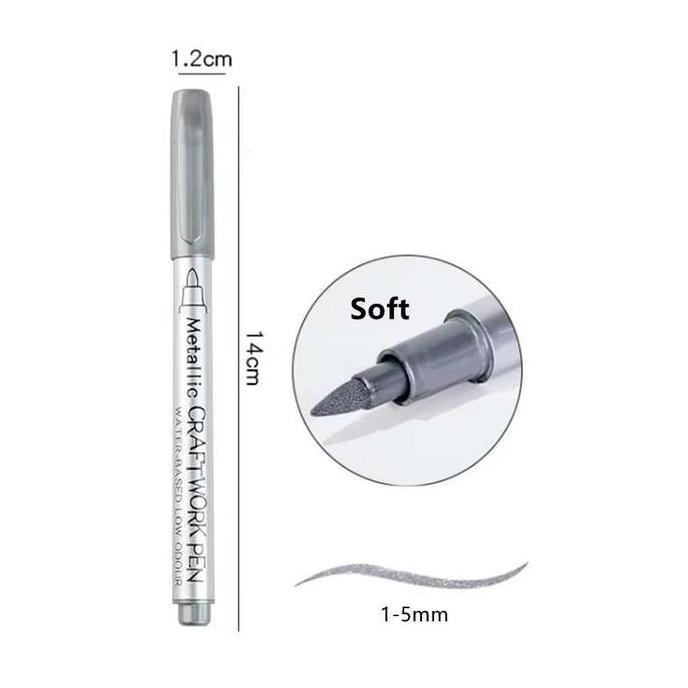 TUMOLOX 10pcs Spidol Tinta Emas Permanen Sorotan Metalik Spidol Warna Silver Permanen Cepat Kering S