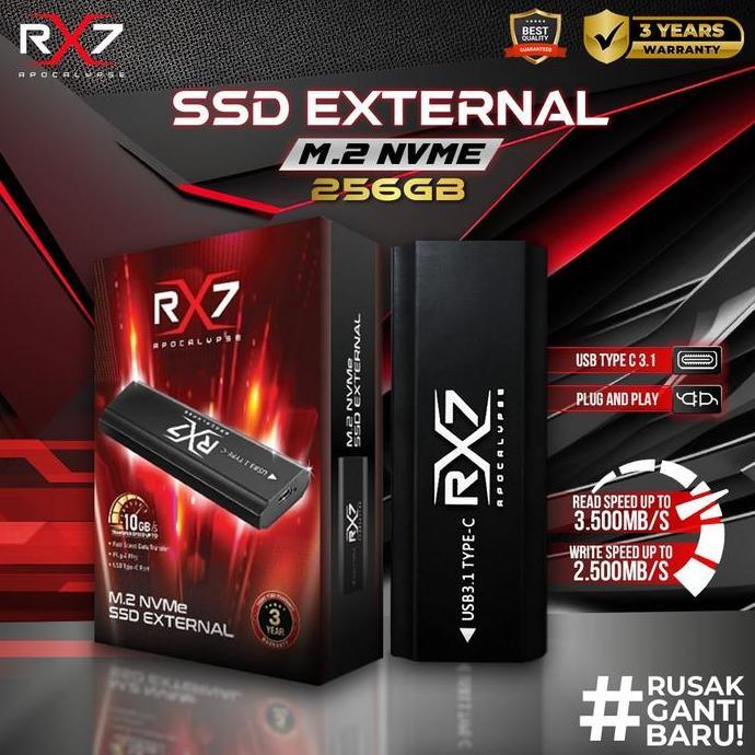 TERBARU - SSD M2 NVME EXTERNAL 256GB RX7 / ENCLOSURE M2 NVME + M2 NVME 256GB RX7