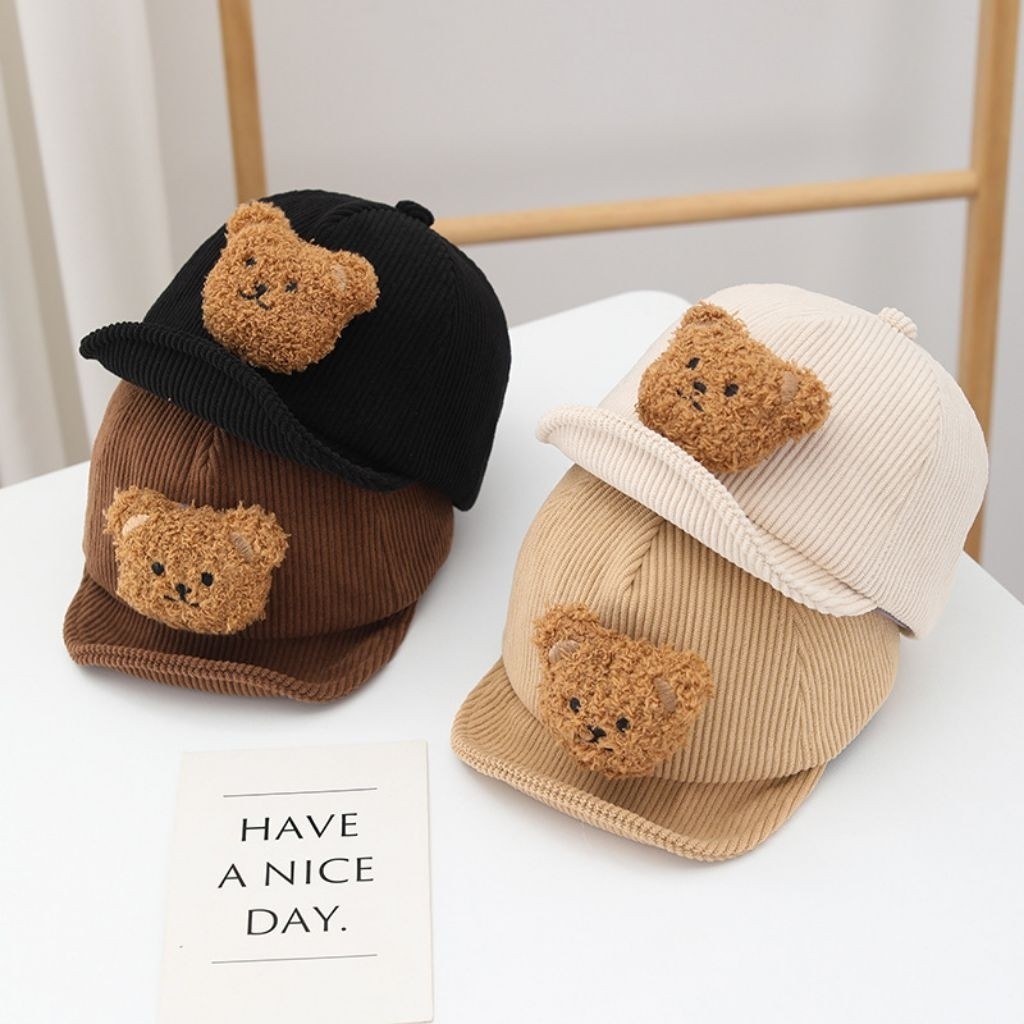 D-One - Topi Bayi-Anak Model Baseball Motif Beruang - DO-H1092