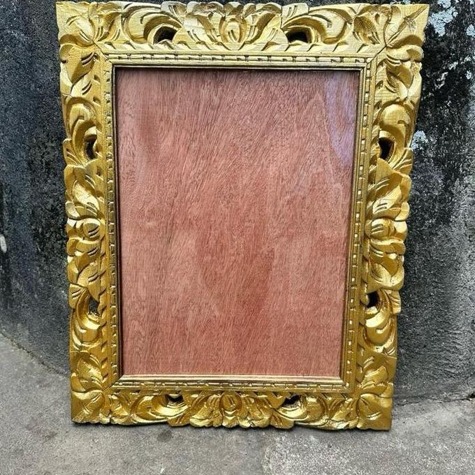 +%+%+%] Bingkai ukir Gold 30 x 40 cm sudah include kaca - Frame ukir - bingkai Bali - Bingkai Ukiran