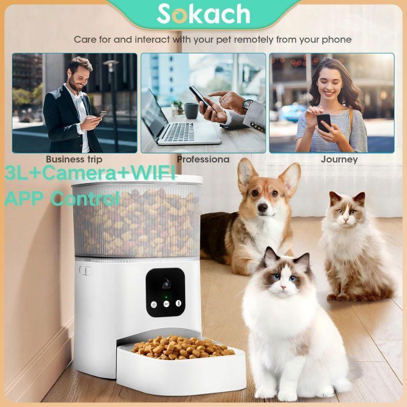 3L Smart Pet Feeder With Camera Wifi+App Kontrol Jarak Jauh Automatic Pet Feeder Cat Feeder Dog Feed