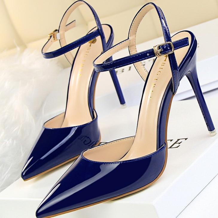 [Lucy] Navy 34-40 [11Cm] [22] Heels Tali- Woman Heels Big Tree Swi Sepatuwanitaimport - Sileto - Ele
