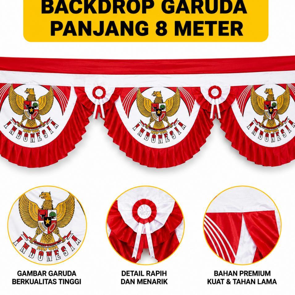 Bendera Merah Putih Gelombang Dekorasi Gedung Dan Kantor/Bendera Backdrop