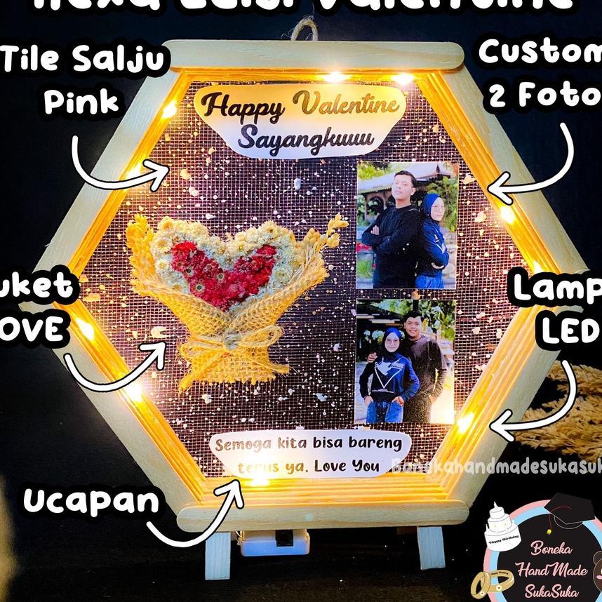 Kado Untuk Pacar Cewek Hadiah Edisi Valentine Kado Unik Frame Hexagon Custom Hexa Custom Foto Bonka
