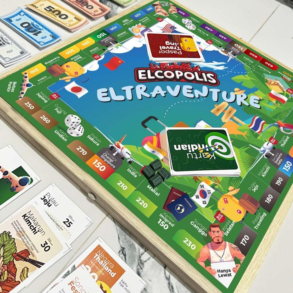 (Bisa ) Elco - Monopoli Eltraventure Negara bahasa indonesia Lengkap (Permainan monopoli dunia besar