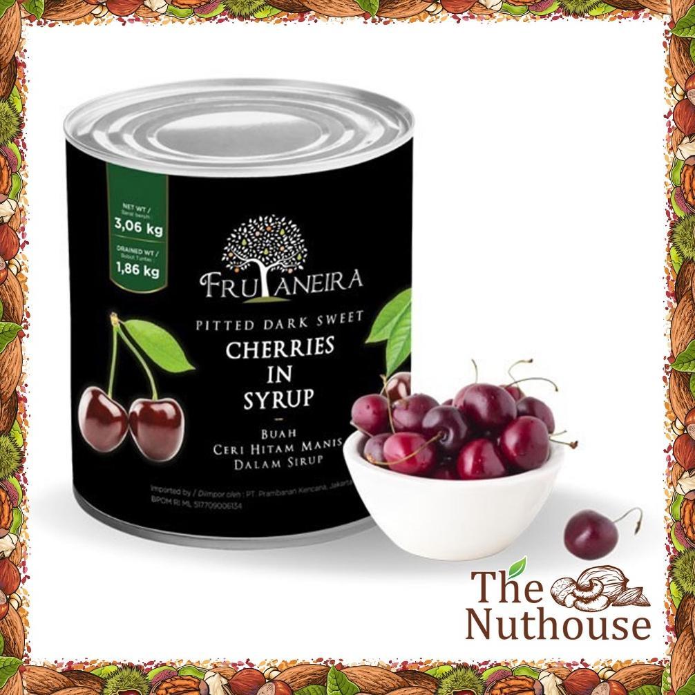 3KG KALENG BESAR Frutaneira Pitted Dark Sweet Cherries In Syrup / Buah Ceri Hitam Manis / US Cherry 
