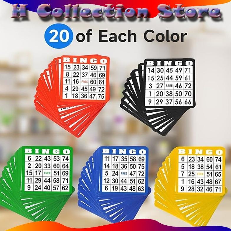 100pcs/set  Kartu Bingo Lengkap Besar Bingo Card 5 Warna Bingo Set Diskon