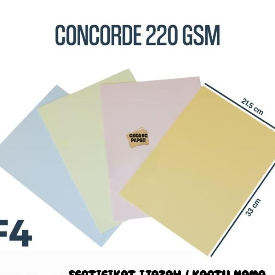 Kertas Concorde F4 220 Gr Isi 100 Lembar / Kertas Concorde F4 / Kertas Sertifikat F4