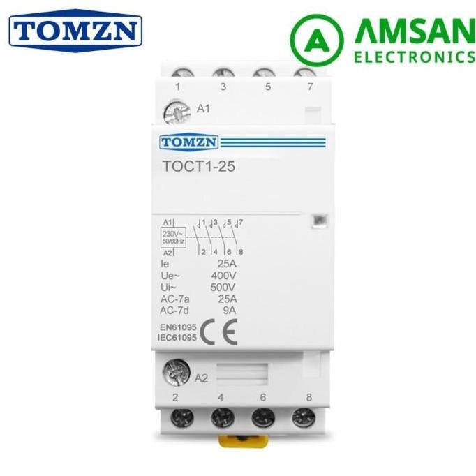 Kontaktor 2Nc2No Tomzn Toct1 4P 25A 2No 2Nc 220V Din Rail Kontaktor