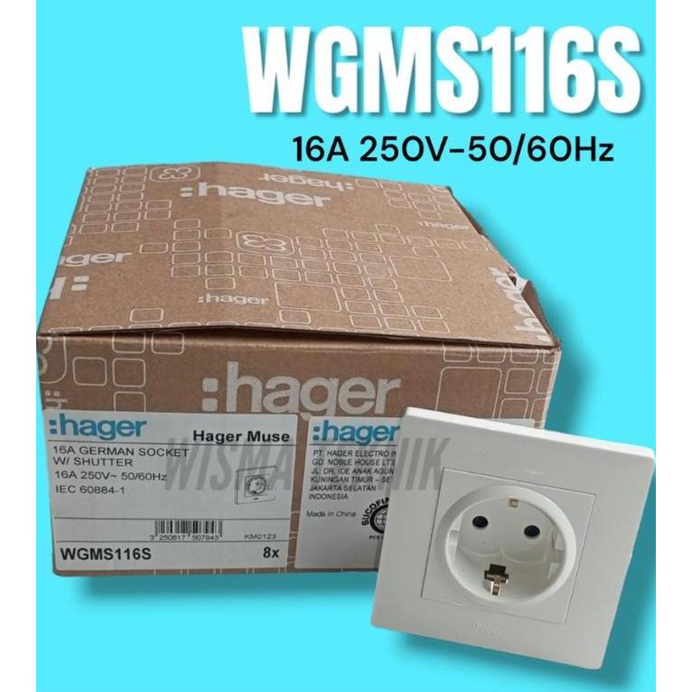 COLOKAN LISTRIK SOCKET HAGER GERMAN 16 A WITH SHUTTER WGMS116S HAGER READY