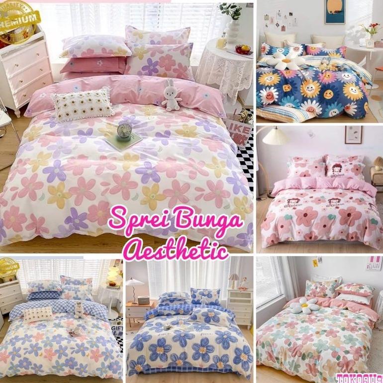 SPREI MOTIF BUNGA AESTHETIC UK 180X200 BED NO 1 KING SIZE DAN 120X200 BED NO 3 SINGLE SIZE / SPREI H