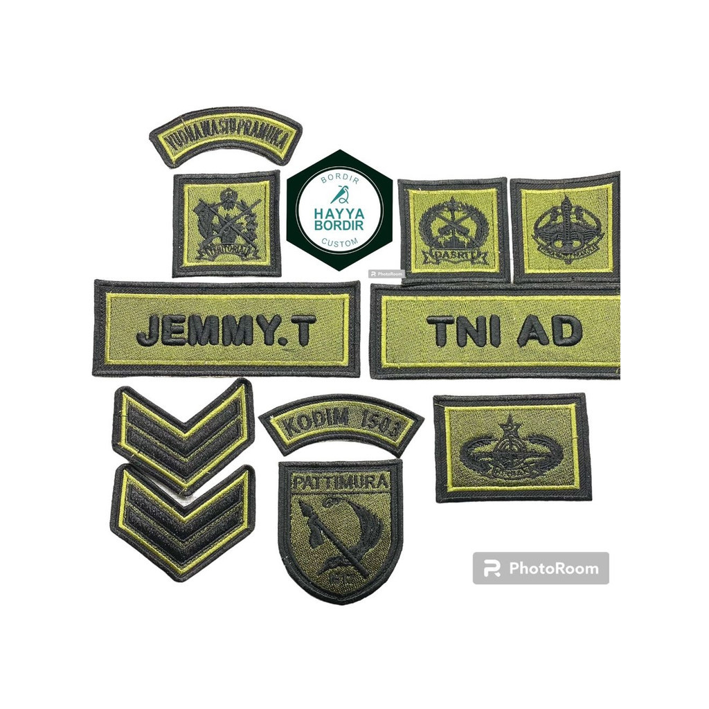 BORDIR FULL 1 SET  NAMA ATRIBUT TNI AD / MATRA DARAT MODEL TERBARU 2022