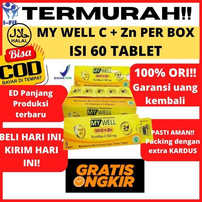 Vitvix- My Well Vit C + Zn Vitamin C Zink Zinc 500 Mg Per Box Isi 60 Kaplet