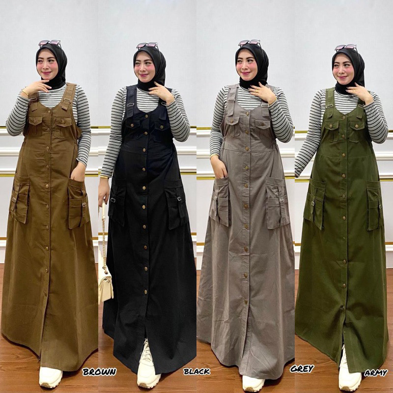 Overall Cargo / Gamis Overall Kancing / Gamis Overall / Overall