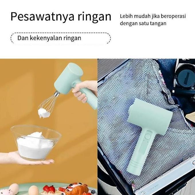 JAVXIACI KLIYNN - Hand Mixer & Mini Blender Elektrik Wireless Portabel 2-in-1 Serbaguna USB Recharge