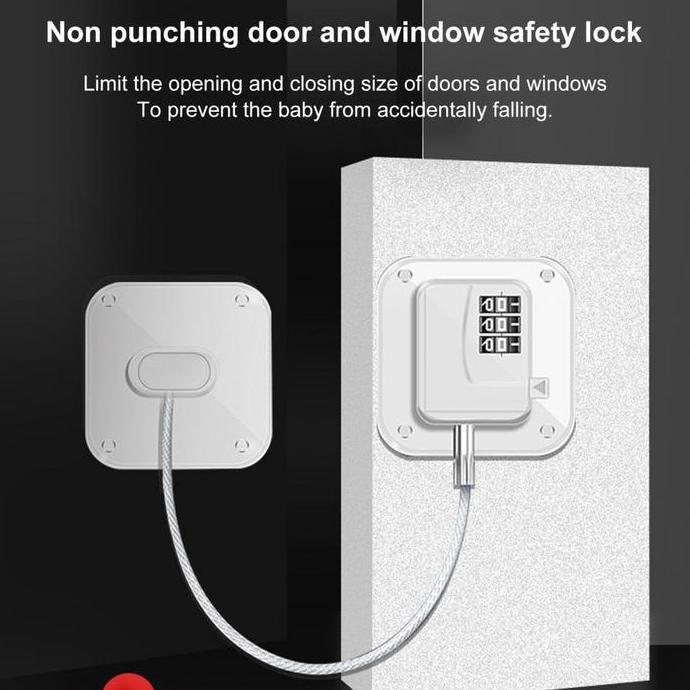 TJUANGGA Safety Lock Password 3 Digit Kunci Pintu Lemari Laci Pengaman Bayi Tambahan Tempelan Dindin