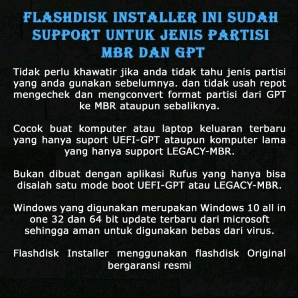 Flashdisk Bootable | Multibootable Windows Xp/7/8.1/10/11 Original Plus Driverpack