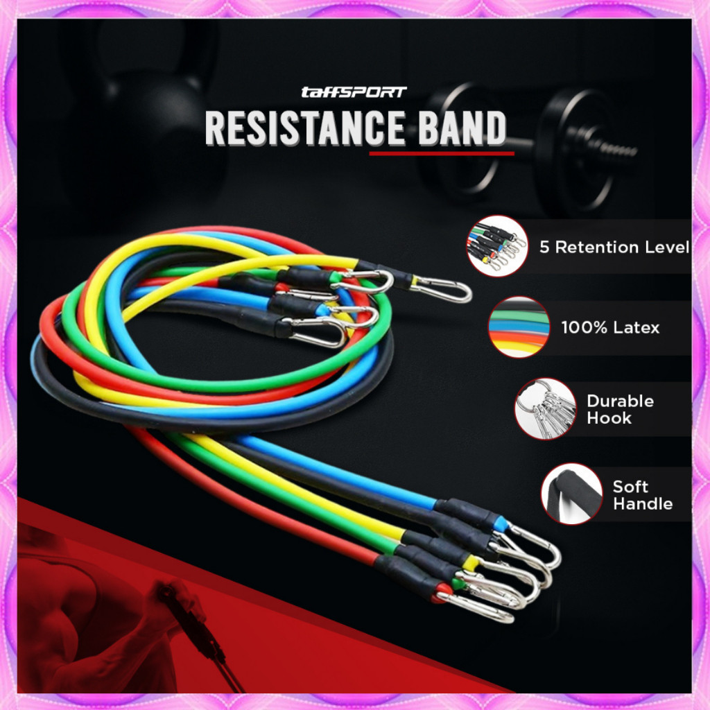 Resistand band set 11pcs /11in1 Set tali fitness/Set tali gym/Band stretching FITNESS GYM STRETCHING