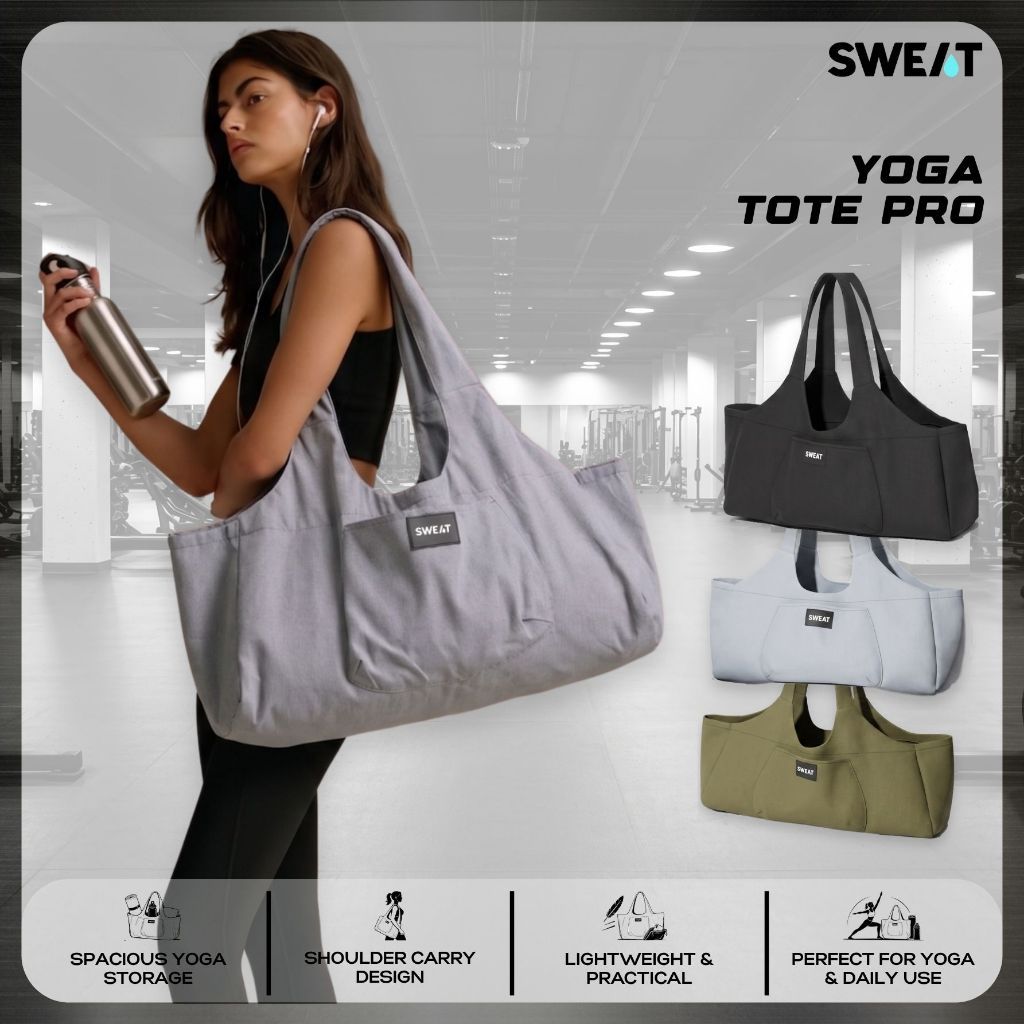 SWEAT - Yoga Tote Pro | Tas Matras Yoga Water Resistant - Yoga Mat Bag Tas Yoga Besar Ripstok Polos