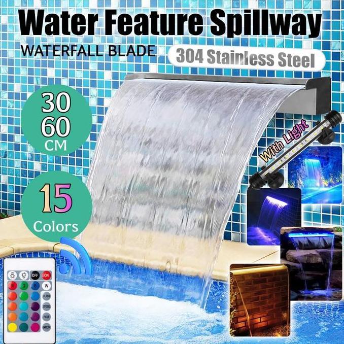 Portable Waterfall Kolam Renang 30cm 60cm Air Terjun Kolam Renang Kolam Ikan Koi Waterfall Kolam Koi
