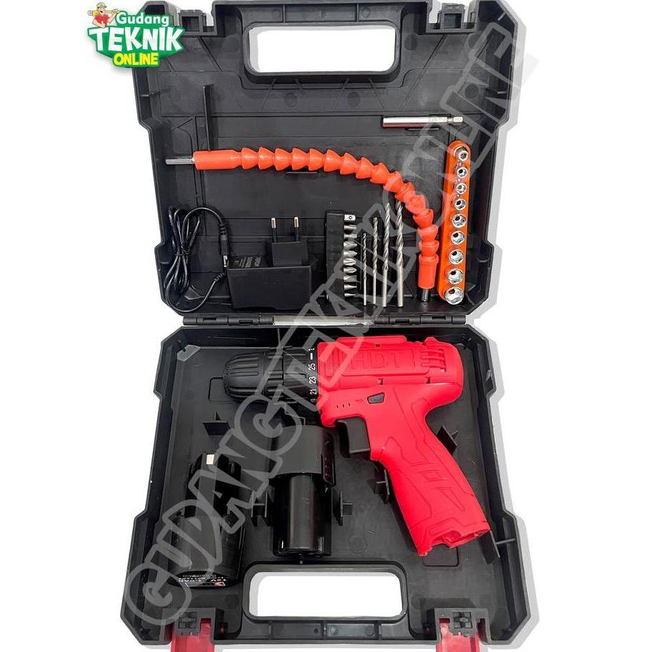 PHRENA Mesin Bor CORDLESS 10mm HDT CDD405 12V / Mesin Bor Tangan BATTERY BATERAI 10 mm Bor Kayu Besi