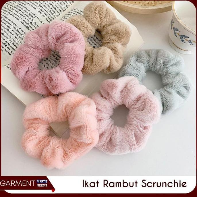 ARURU Ikat Rambut Scrunchie Gaya Korea Tile Bulu Kain Hairband Gelang Kuncir