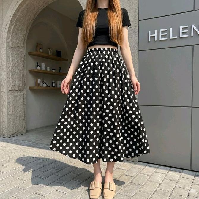 Rok Balon 7/8 Motif Polkadot / Double Furing / Midi / Hyget Super Import LSD