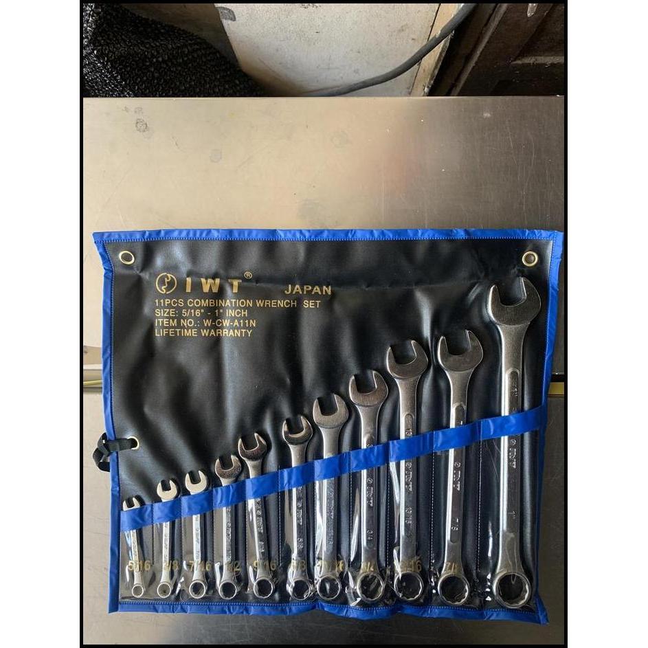 DISKON KUNCI RING PAS INCHI SET 11 PCS IWT (5/16"- 1") CHROME VANADIUM JAPAN 
