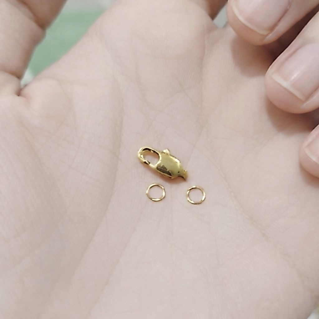 Kait Titanium Lobster Antikarat - Kokot Pengait Kalung Gelang Capit Udang Kuning + 2ring
