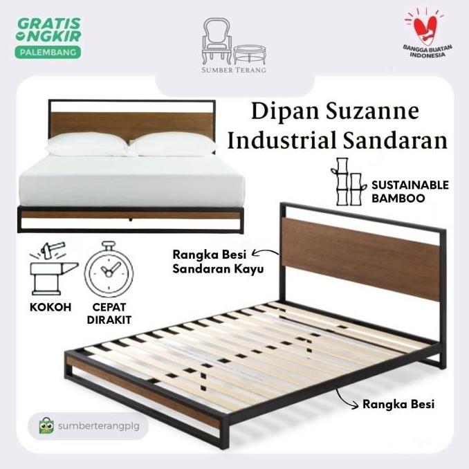 Industrial Divan Sandaran Minimalis Zinus Dipan Besi Sandaran Kayu