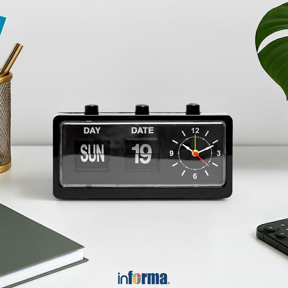 Informa Jam Weker Analog - Hitam Alarm Clock Jam Meja Tidur Pengingat Waktu
