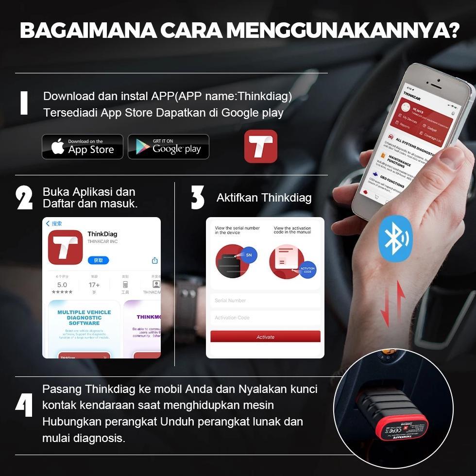 THINKCAR Thinksafe OBD2 Scanner Mobil Thinkdiag Automotive Diagnostic Tool Car OBD2 Scanner untuk Se
