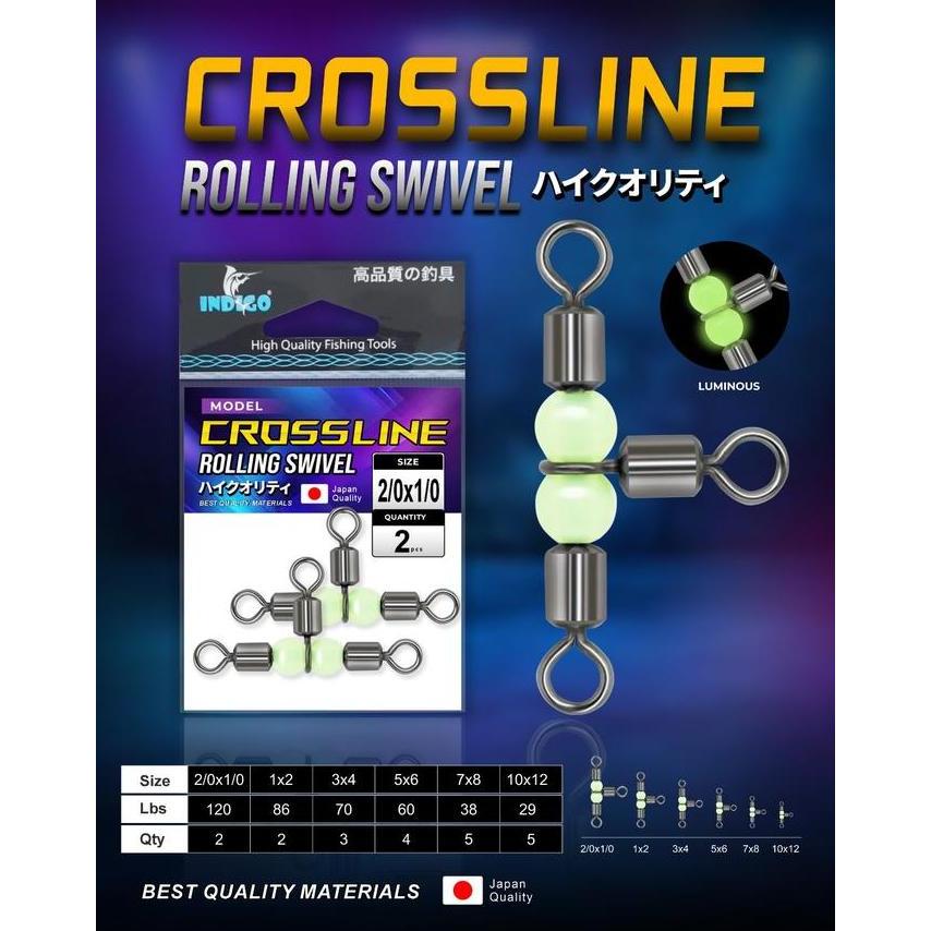 Swivel Pancing Crossline Rolling Swivel Luminous INDIGO Japan Quality - Kuat & Anti Kusut