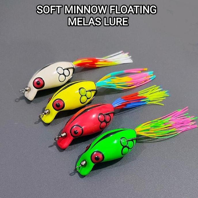 SOFT FROG MINNOW FLOATING MELAS LURE. soft minnow. umpan casting gabus. lure casting gabus.