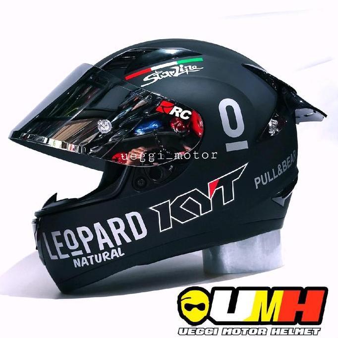 Helmet- Kyt R10 Black Doff Leopard Paket Ganteng