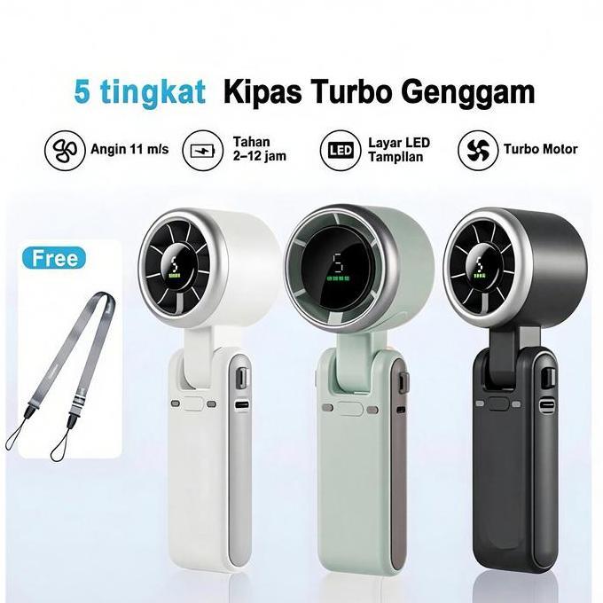 Kipas Angin Portable Turbo Mini, Kipas Lipat Bisa Dileher, High Speed Kencang & Hemat Listrik, Kipas
