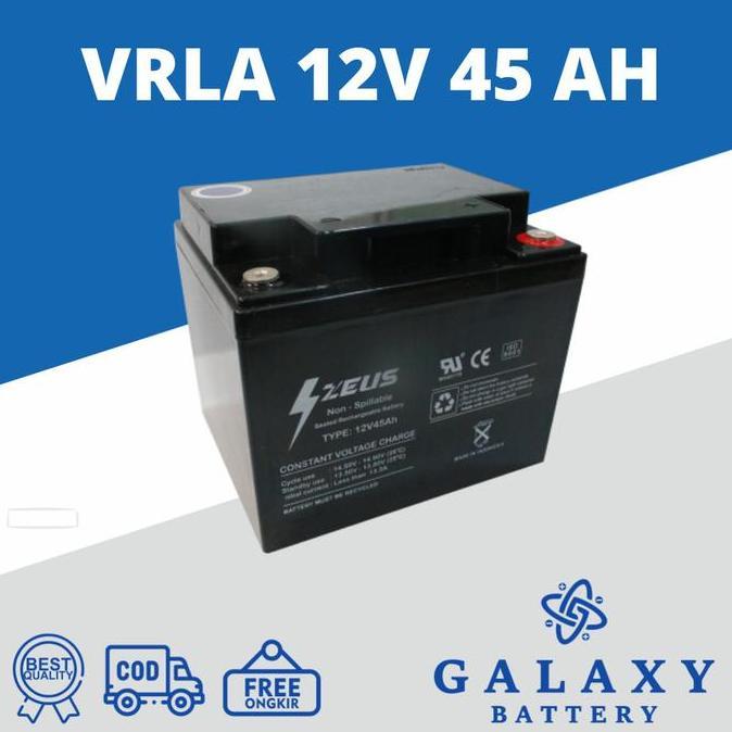 Super Murah, Aki Kering Ups Dan Solar Panel Vrla Deepcycle Gel Zeus 12V / 45Ah